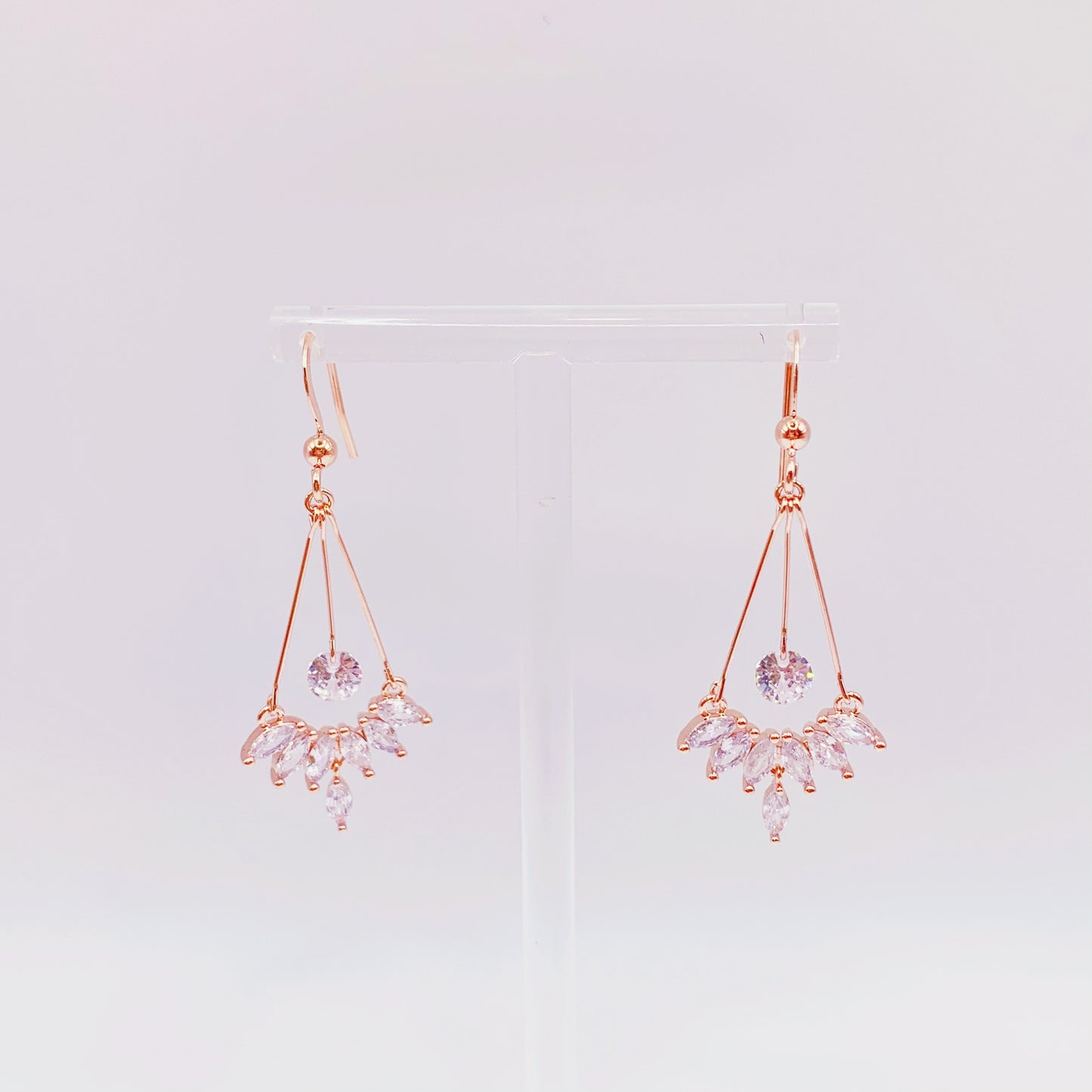 White Crystal Dangling Earrings