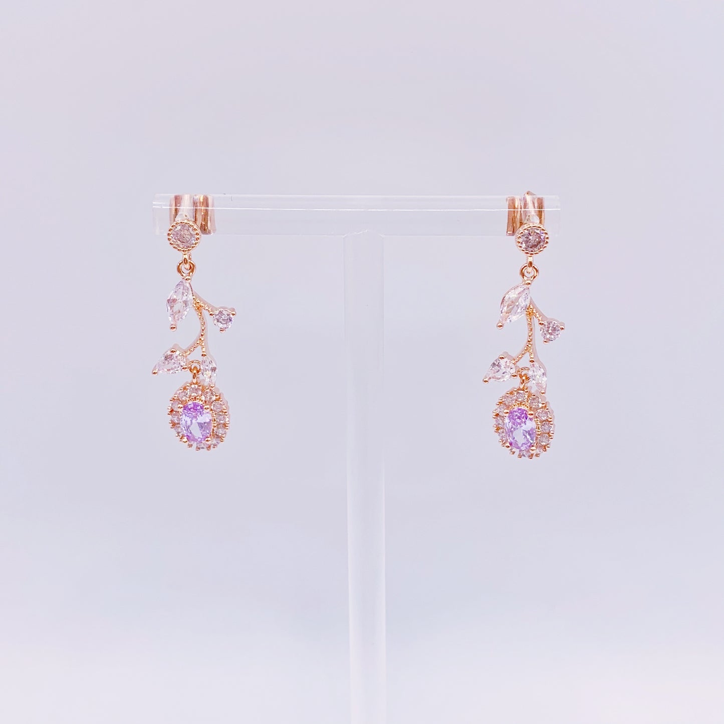 Sparkly Violet Crystal Dangling Earrings